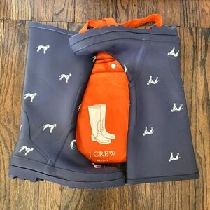 J. Crew Classic Wellies - Navy Blue with Dalmatian Print - Size 9